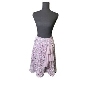 Free People‎ Skirt  4 Purple Floral Beaded Mesh Ruffle Boho fairycore whimsigoth